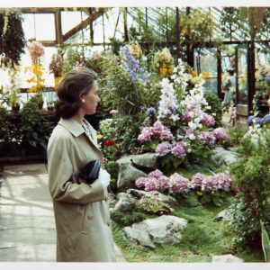 Joan Riley, my Mum, in the glasshouse at Buile Hill Park